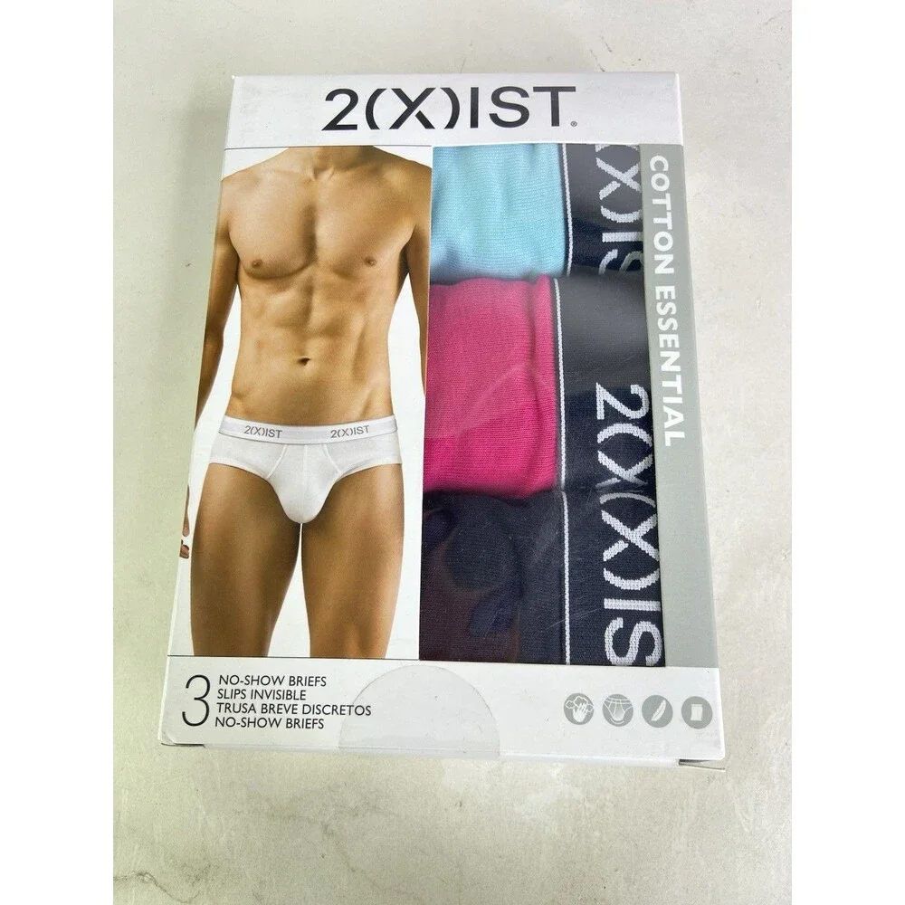 2xist Essential Cotton 3 Pack No Show Low Rise Briefs Underwear Mens Size XL